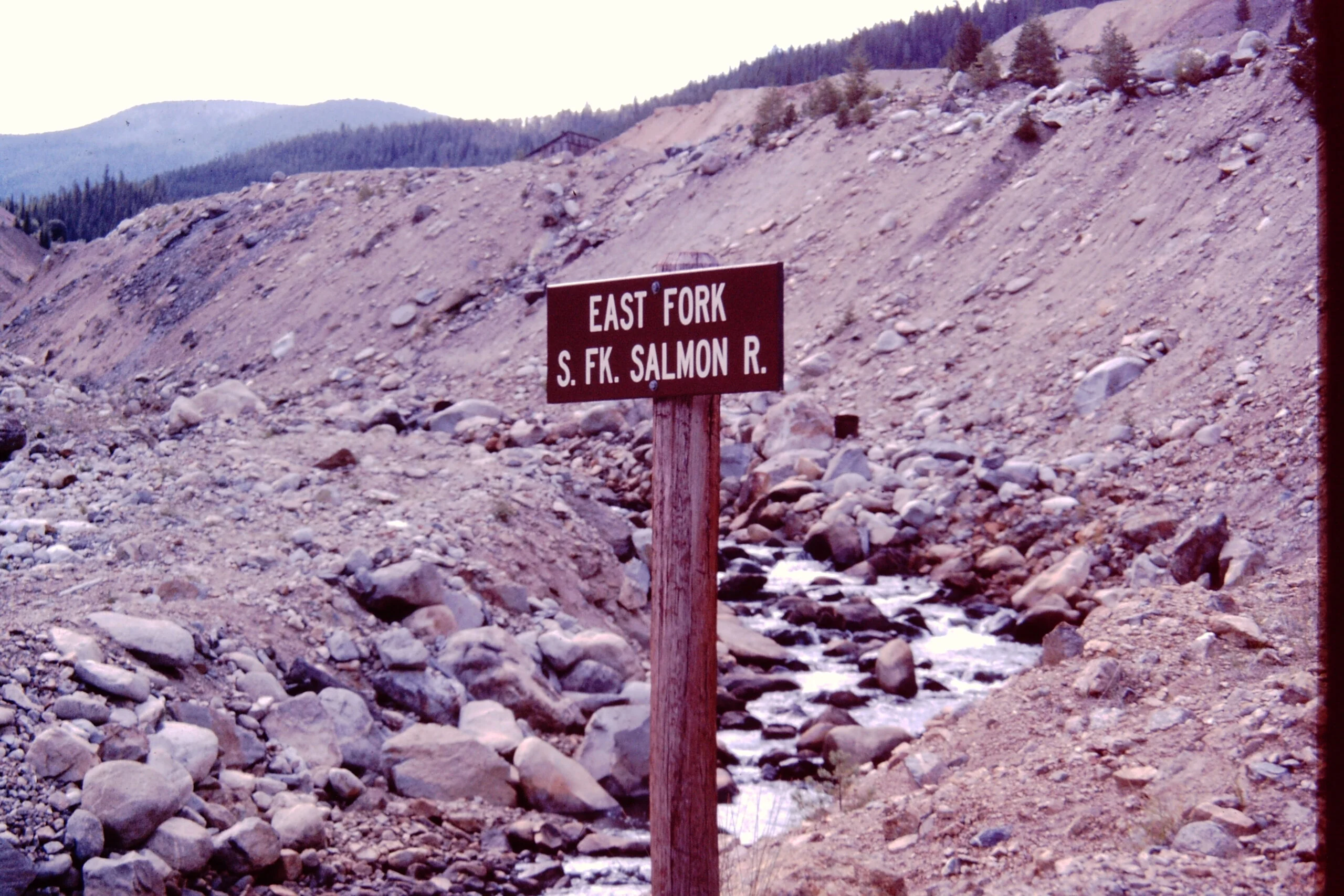 Sign reading "East Fork South FK. Salmon road"