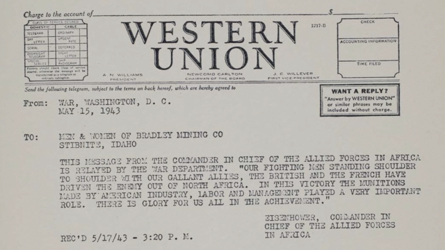 Telegram from Eisenhower